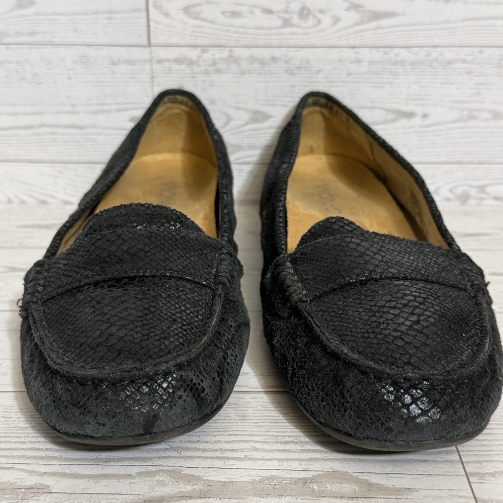 Vionic Larrun Driving Loafers Sz 8 Black Snakeskin Pattern Orthotic Flats Shoes - Picture 2 of 12